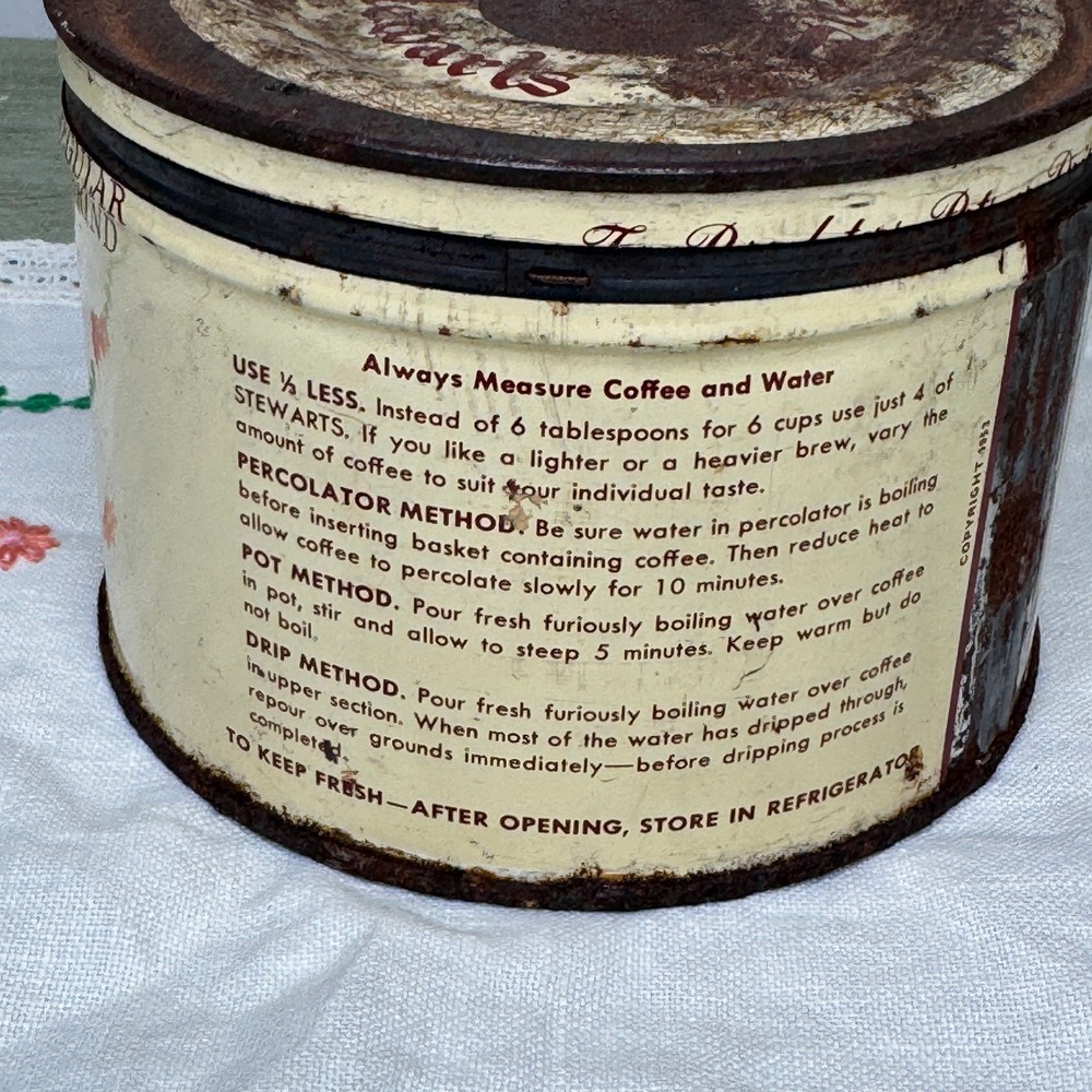 Vintage Stewarts Private Blend Coffee Tin 1933 Chicago World Fair 1# Empty Rusty - Picture 3 of 5